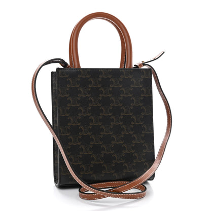 Celine Triomphe Canvas Calfskin Mini Vertical Cabas Tan 3 of 8
