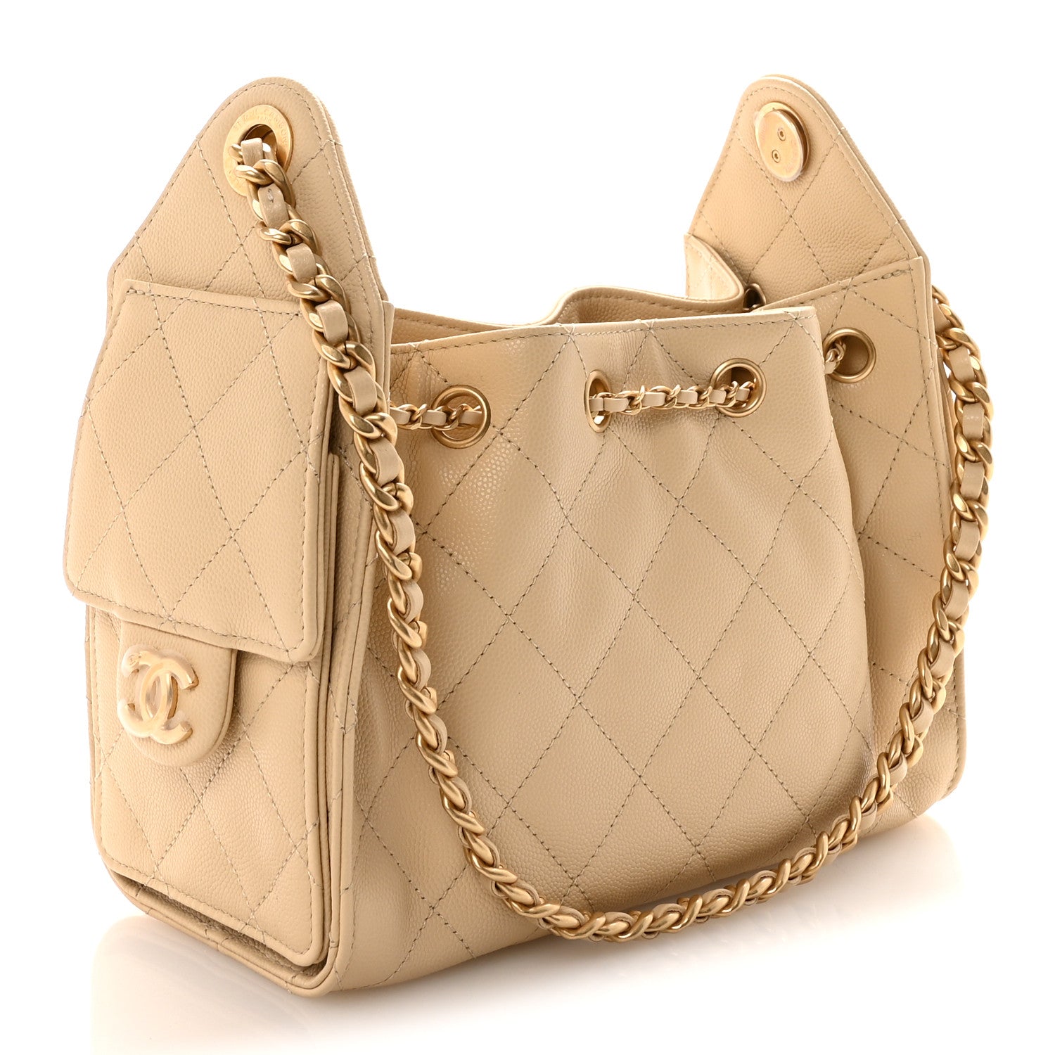 Chanel Caviar Quilted Mini Chanel 25 Handbag Beige 3 of 11