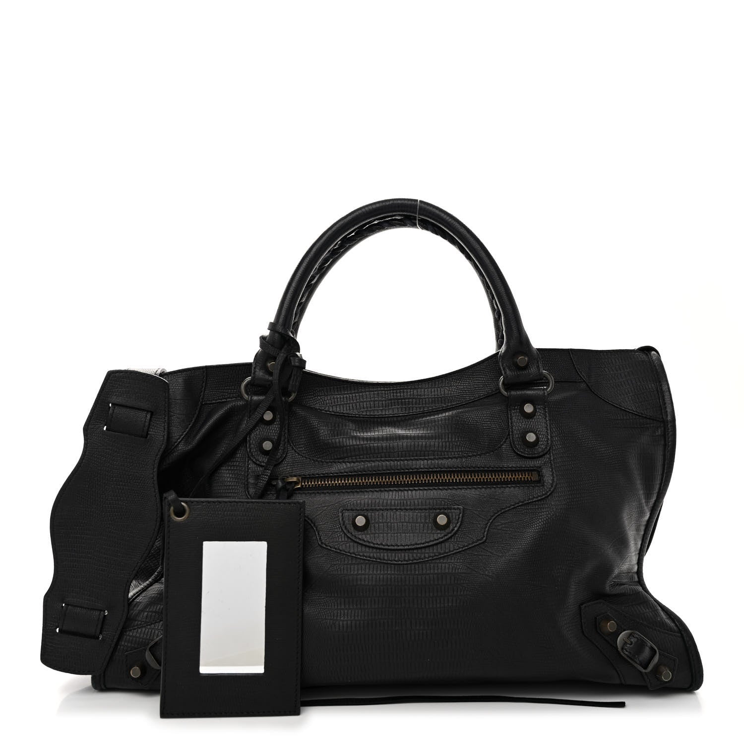 Balenciaga Calfskin Lizard Embossed Classic Hardware City Black 1 of 9