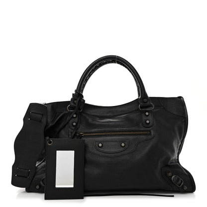 Balenciaga Calfskin Lizard Embossed Classic Hardware City Black 1 of 9