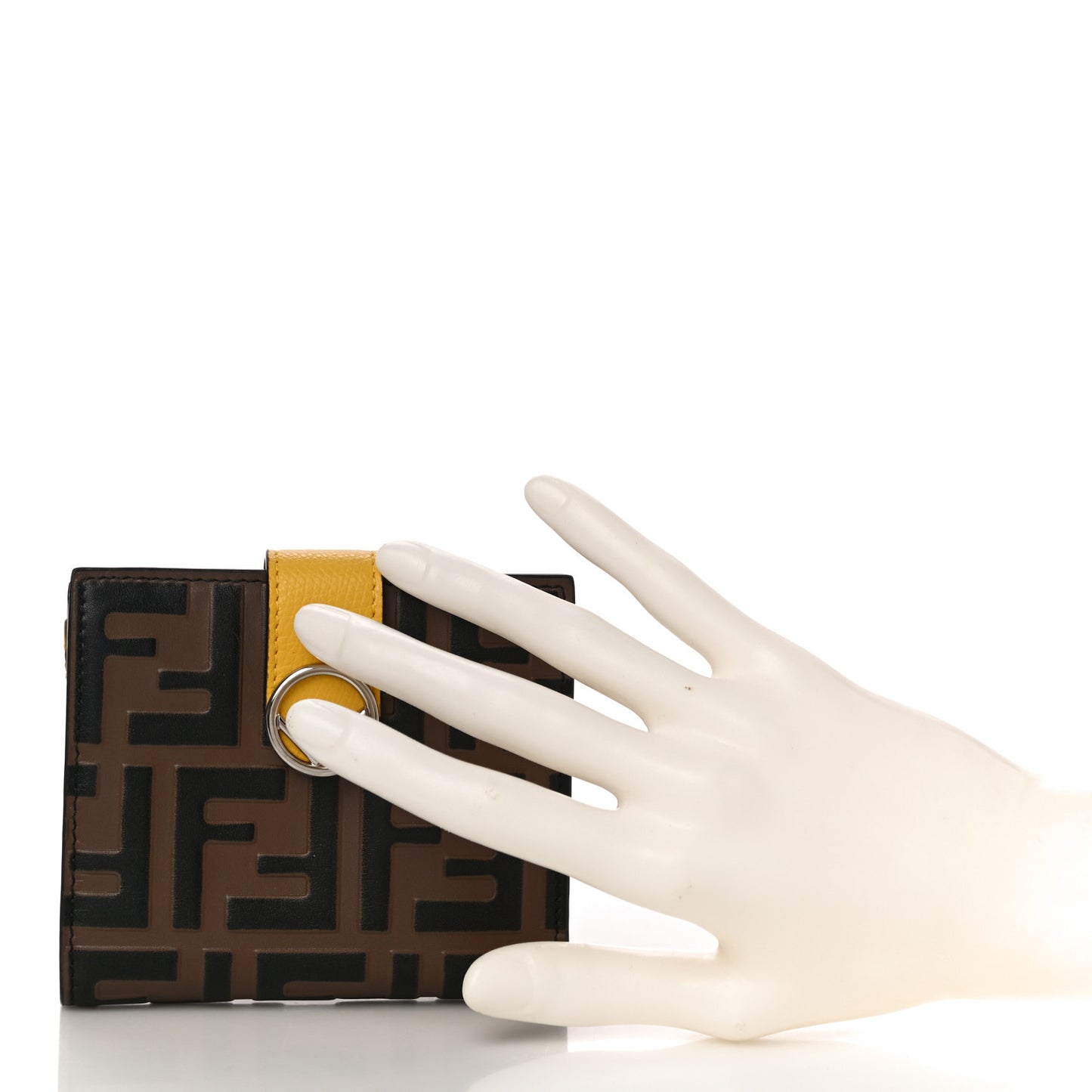 Vitello Cruise F is Fendi Bi-Color FF 1974 Embossed Compact Wallet Maya Black Sunflower