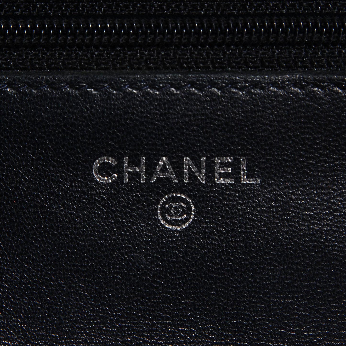 Lambskin Quilted Wallet On Chain WOC Navy Blue