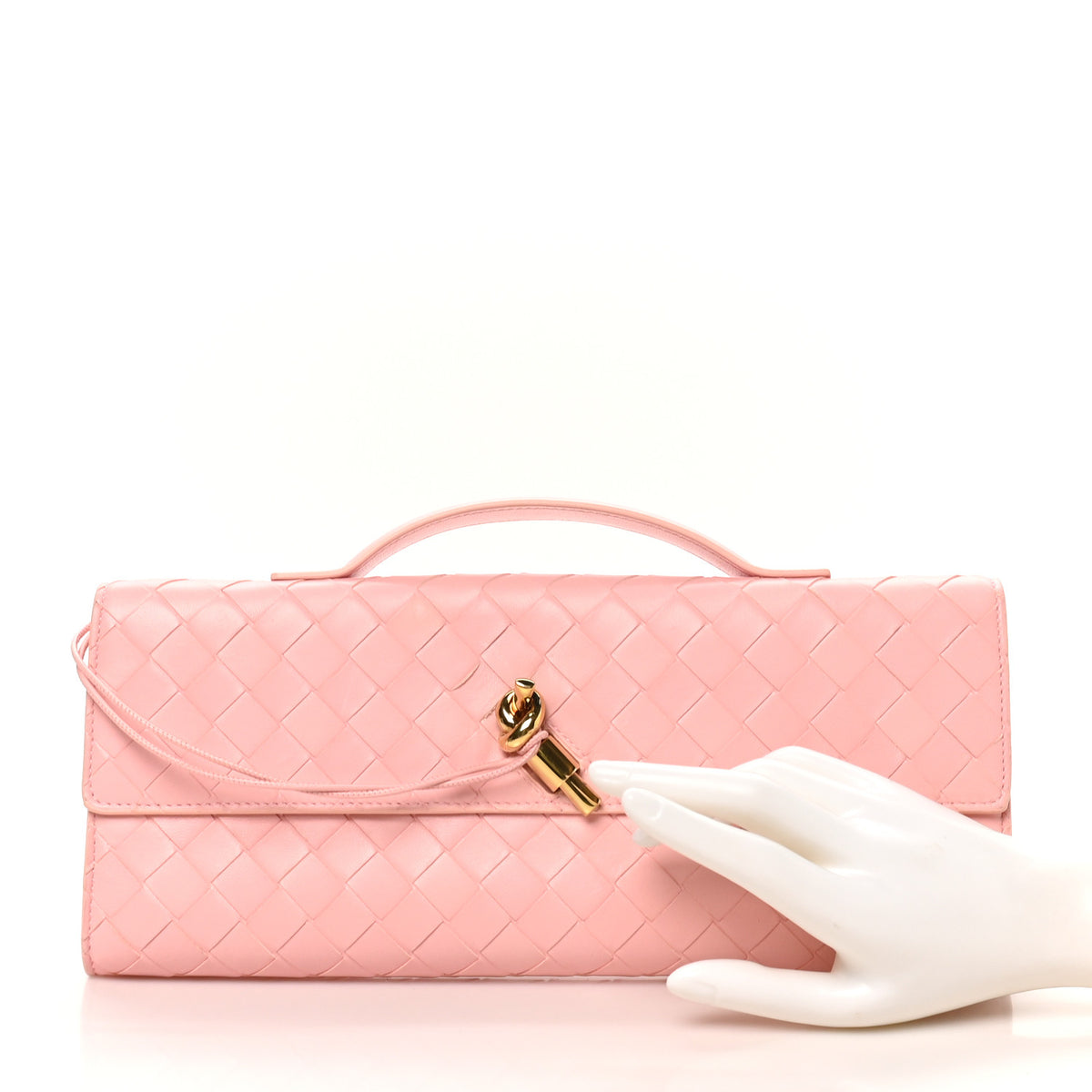 Bottega Veneta Nappa Intrecciato Long Andiamo Top Handle Clutch Rose 2 of 7