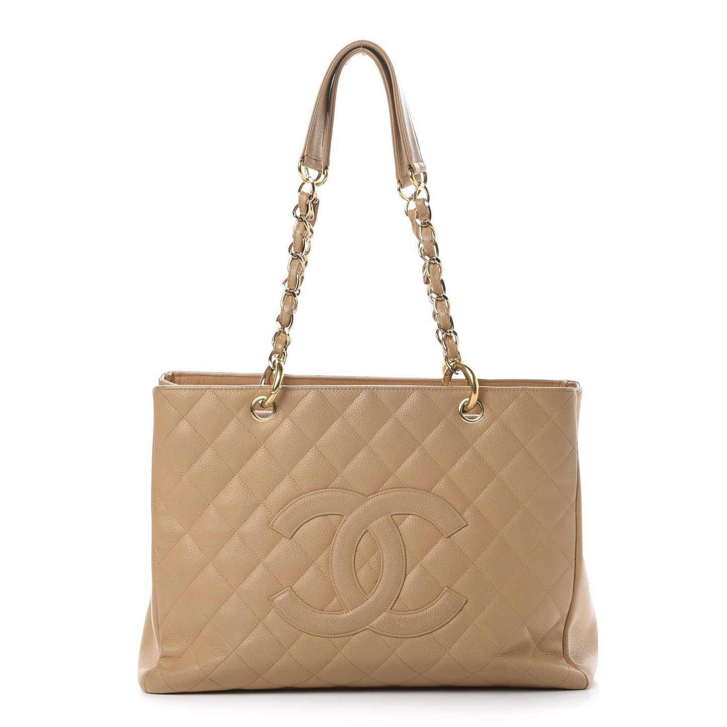 Caviar Quilted Grand Shopping Tote GST Beige