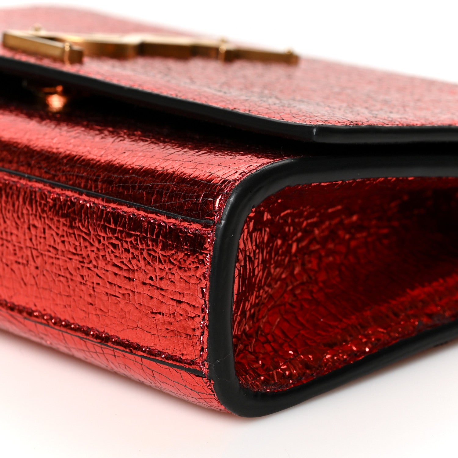 Saint Laurent Metallic Calfskin Small Classic Monogram Kate Satchel Red 9 of 9