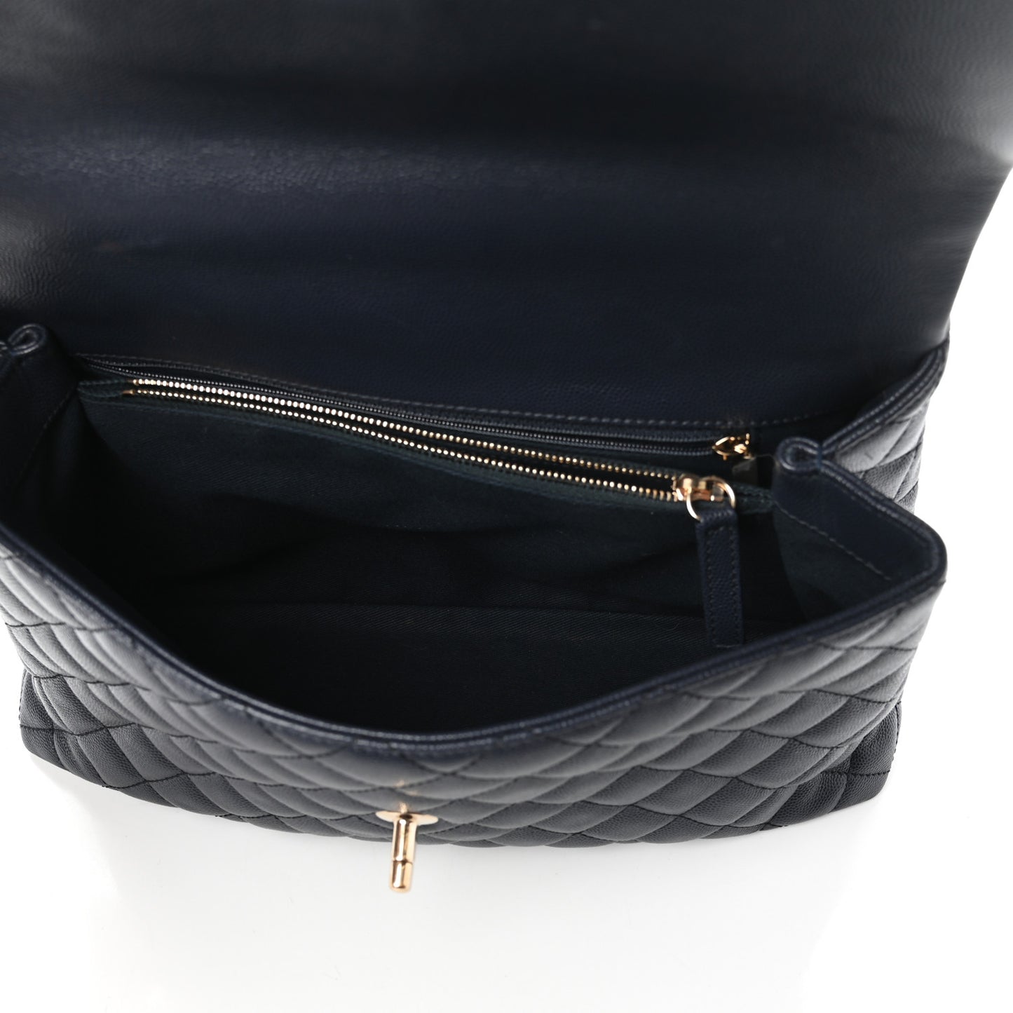 Caviar Quilted Medium Coco Handle Flap Navy Blue