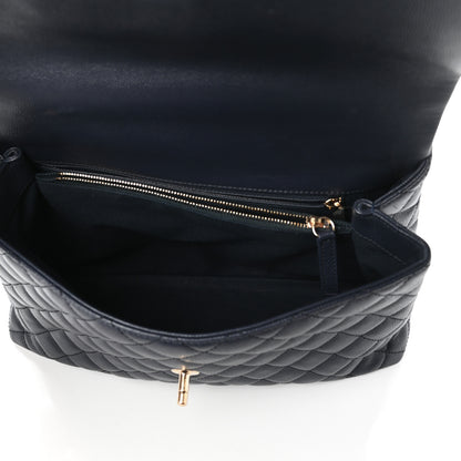 Chanel Caviar Quilted Medium Coco Handle Flap Navy Blue 5 of 10