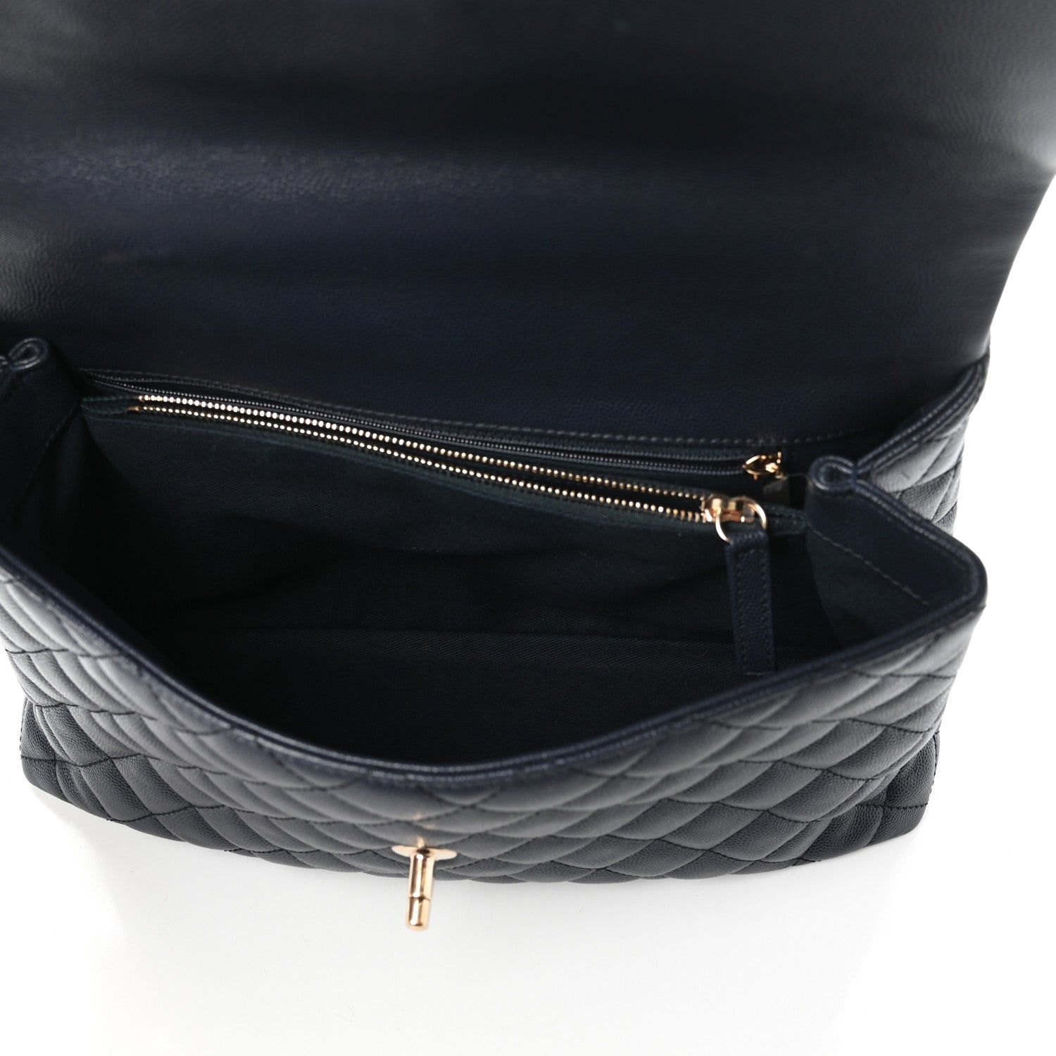 Chanel Caviar Quilted Medium Coco Handle Flap Navy Blue 5 of 10