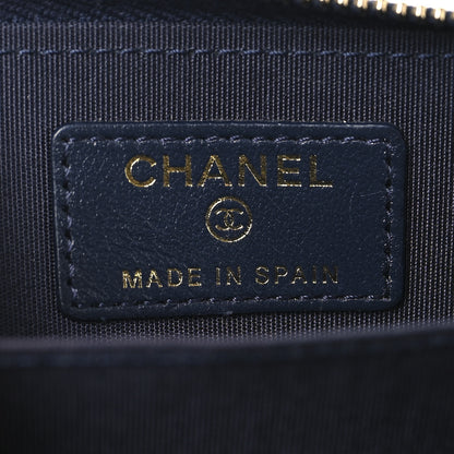 Chanel Lambskin Quilted Chanel 19 Zip Around Coin Purse Wallet Navy 6 of 8