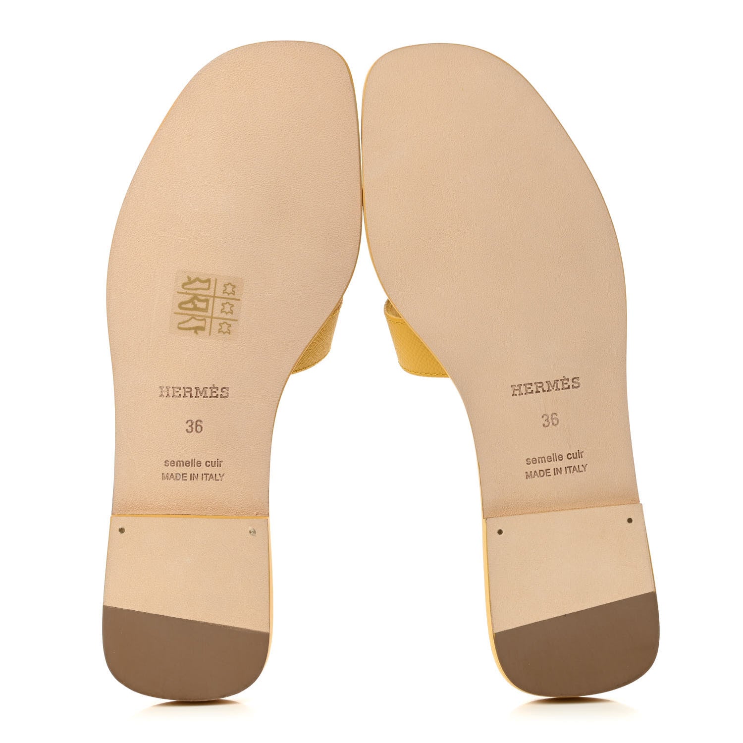Hermes Epsom Oran Sandals 36 Jaune Sable 5 of 8