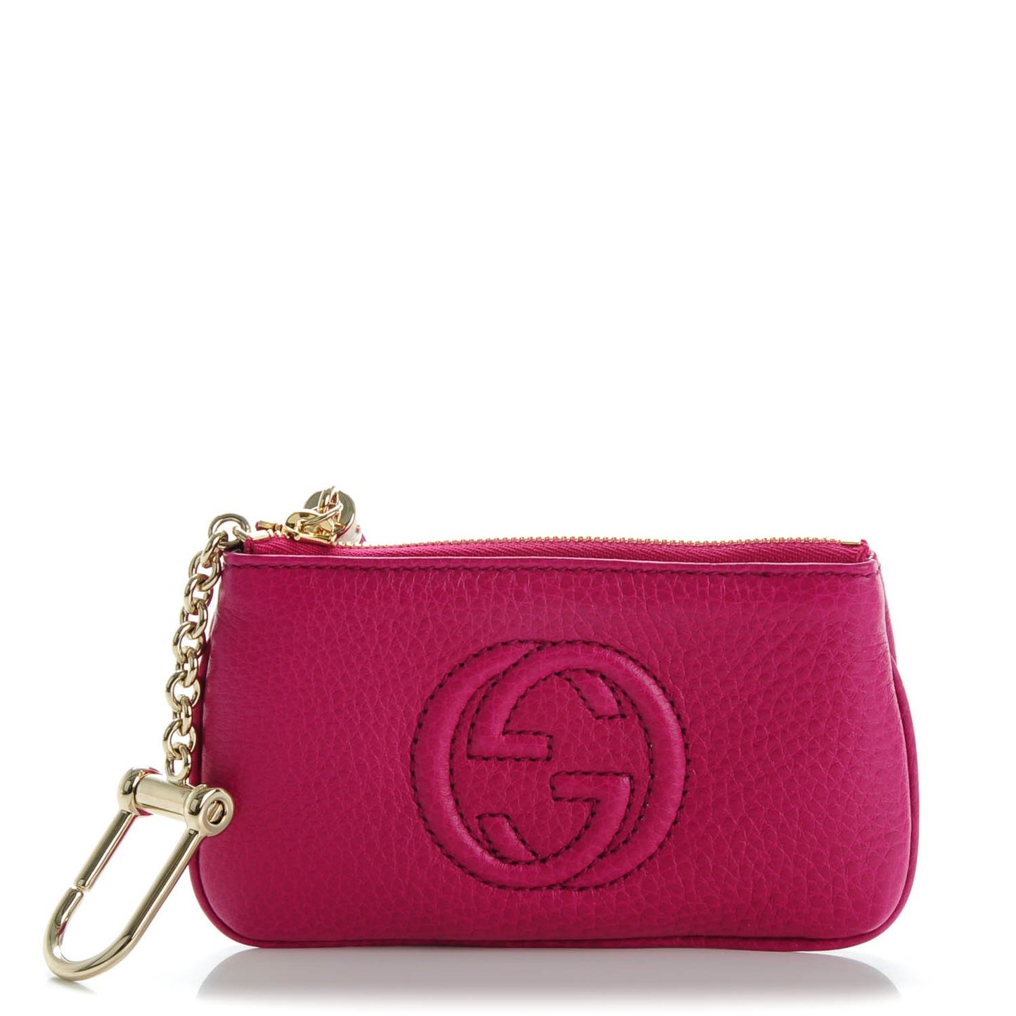 Pebbled Calfskin Soho Key Case Bright Bougainvillea