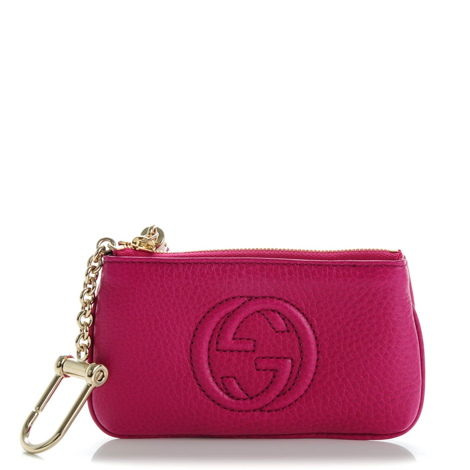 Gucci Pebbled Calfskin Soho Key Case Bright Bougainvillea 1 of 7