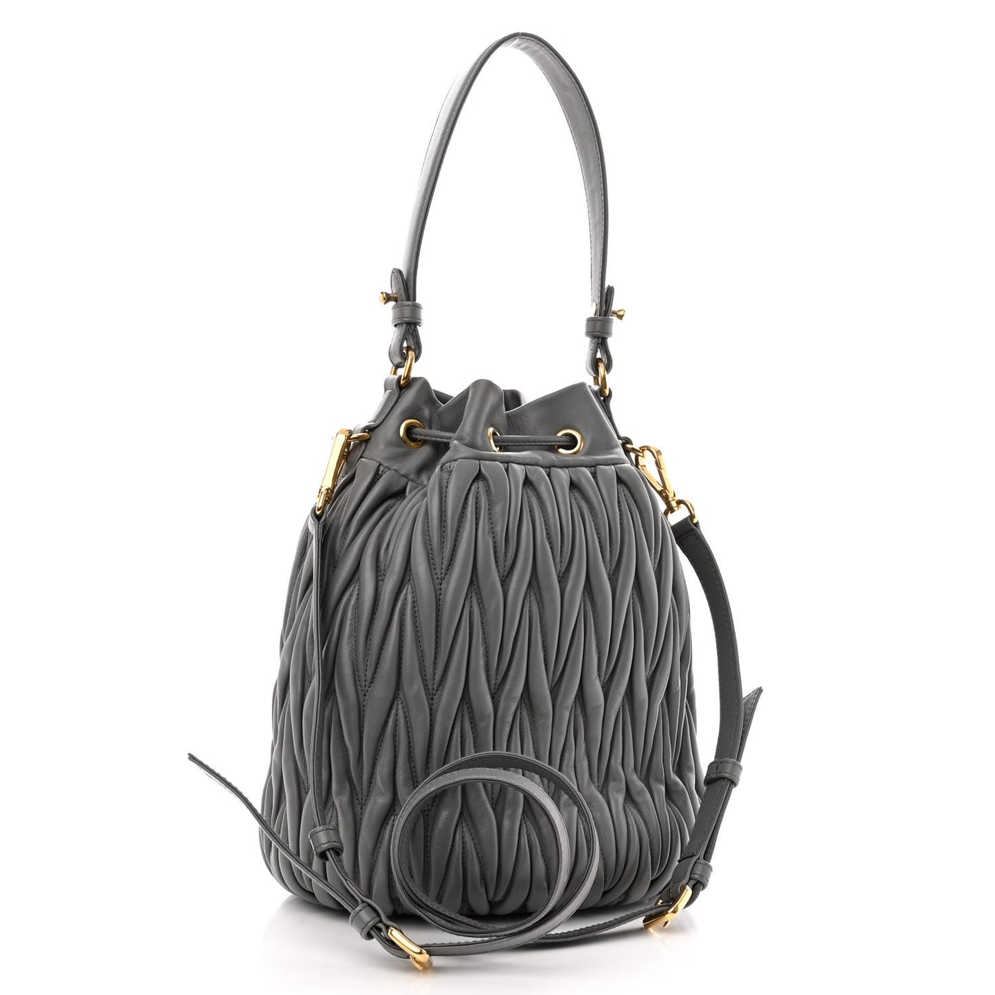 Nappa Matelasse Small Bucket Bag Marmo