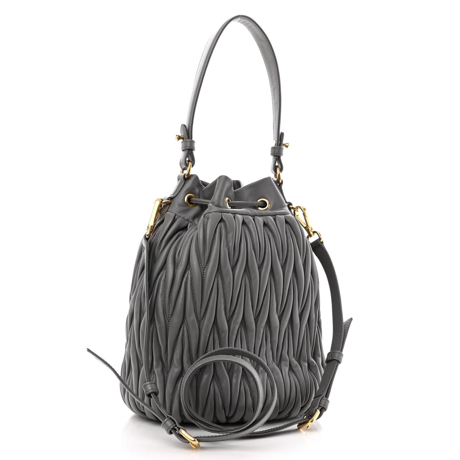 Miu Miu Nappa Matelasse Small Bucket Bag Marmo 3 of 11