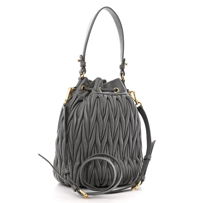 Miu Miu Nappa Matelasse Small Bucket Bag Marmo 3 of 11