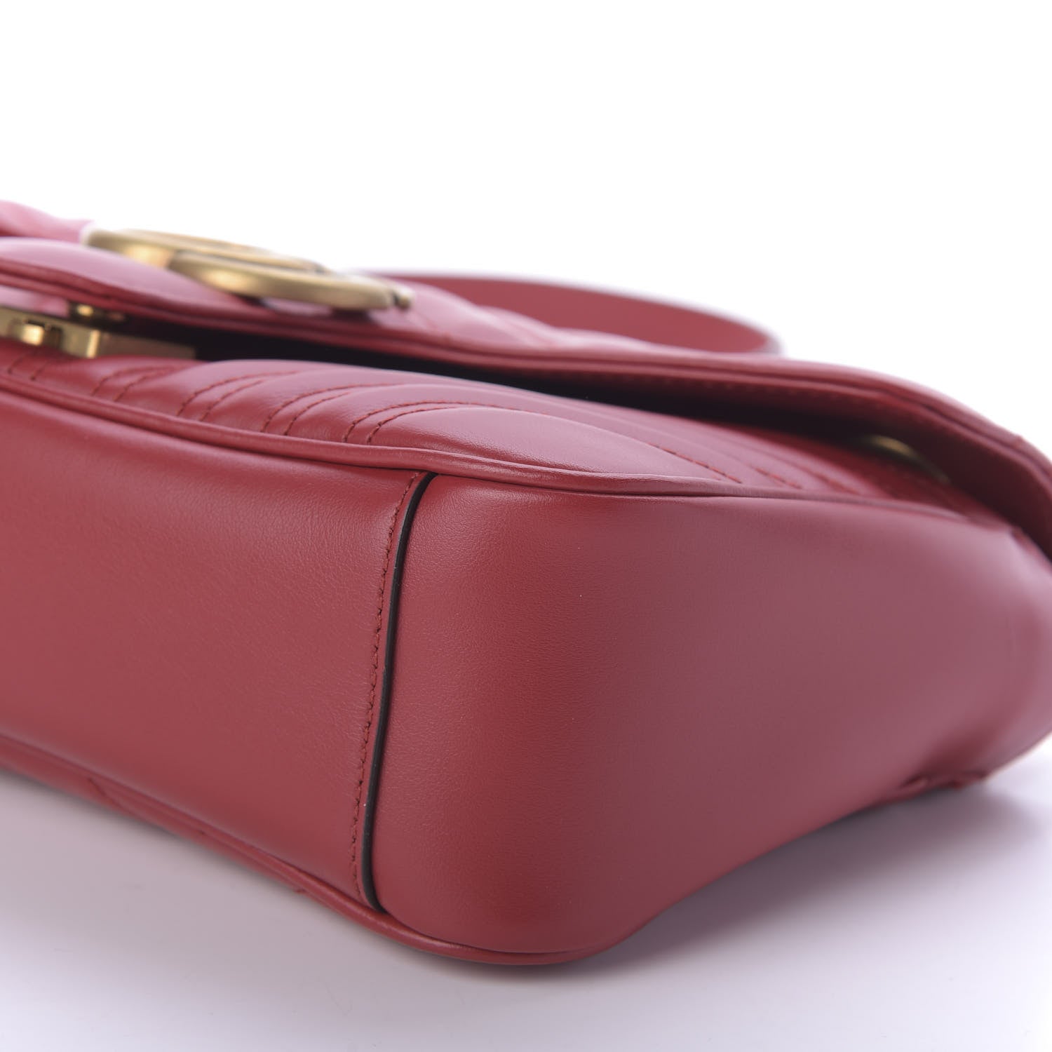 Gucci Calfskin Matelasse Small GG Marmont Shoulder Bag Hibiscus Red 6 of 9
