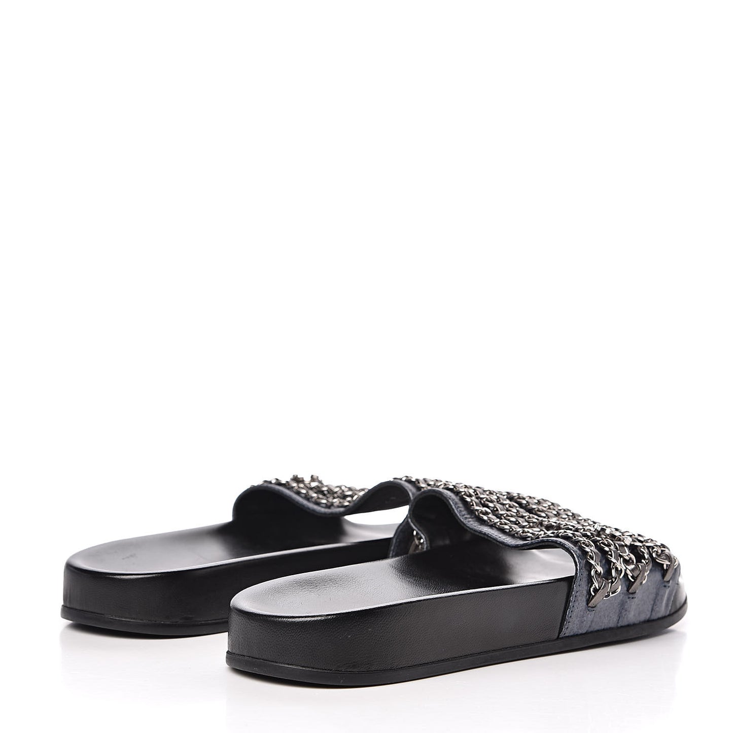 Fantasy Lambskin Chain Flat Sandals 41 Blue