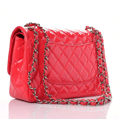 Chanel Patent Quilted Jumbo Double Flap Fuchsia 2 of 12