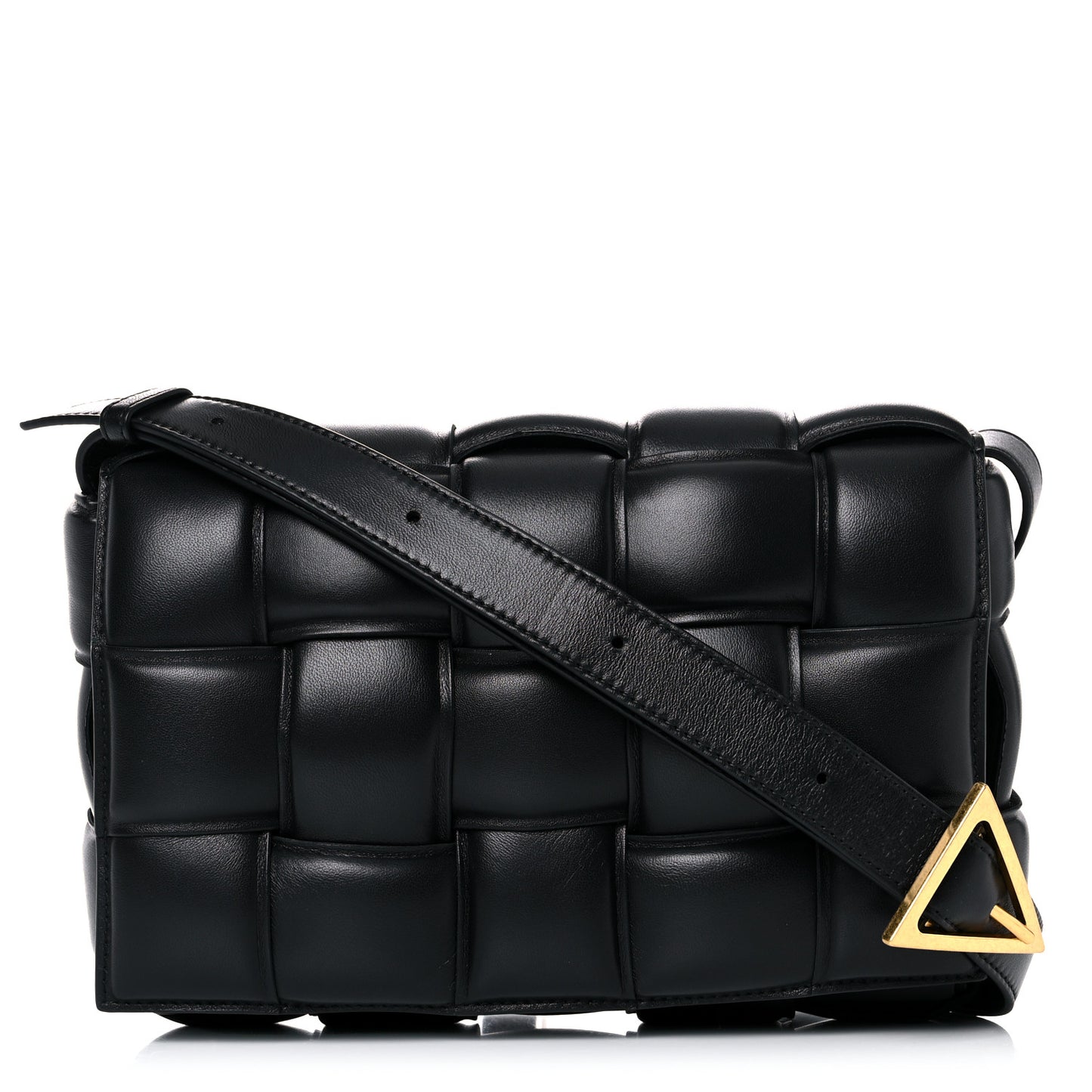 Nappa Maxi Intreccio Padded Cassette Crossbody Bag Black