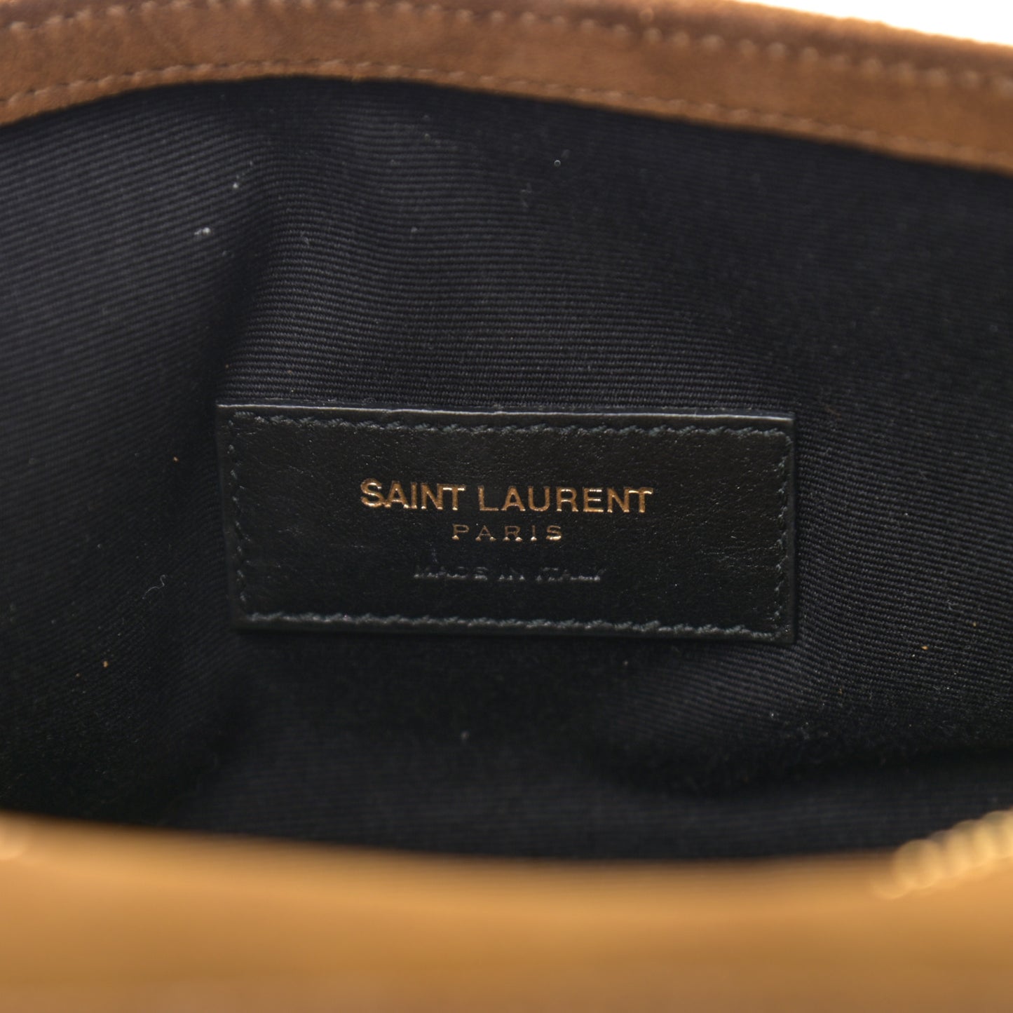 Suede Monogram Chain Wallet Brown