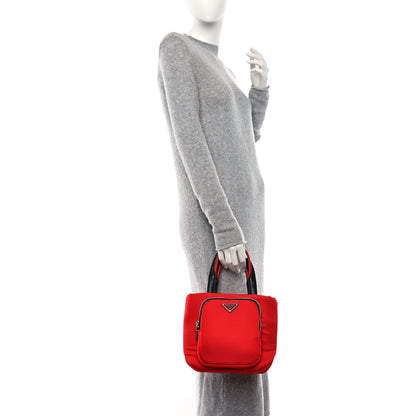 Prada Tessuto Nylon Pocket Small Cargo Tote Rosso Black 2 of 8