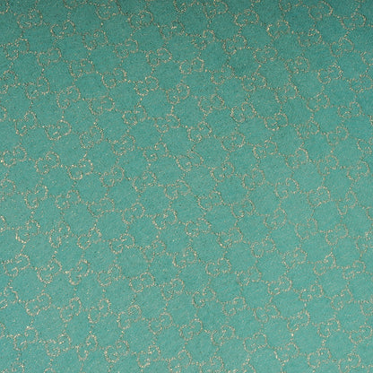 Gucci Wool Silk Jacquard Monogram Fringe Scarf Aqua Gold 4 of 6