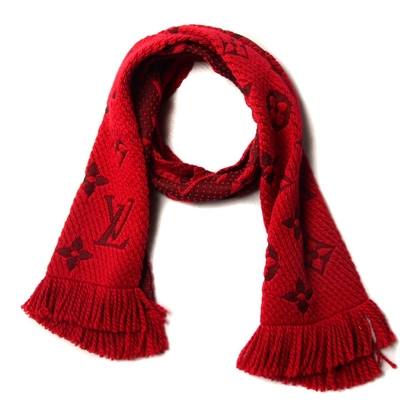 Wool Silk Logomania Scarf Rubis