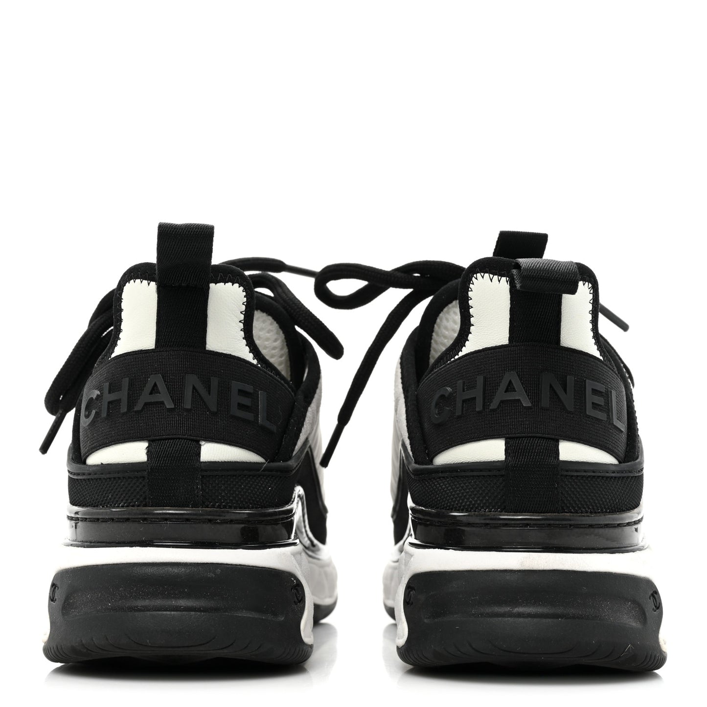 Suede Calfskin Mixed Fibers CC Sneakers 36.5 White Black