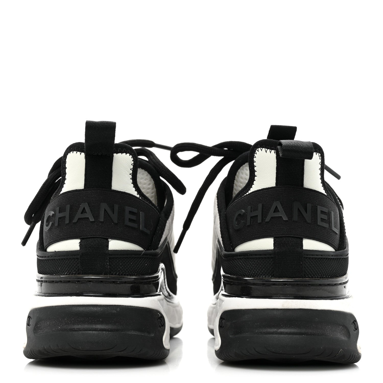 Chanel Suede Calfskin Mixed Fibers CC Sneakers 36.5 White Black 4 of 10