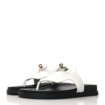 Hermes Calfskin Womens Empire Sandals 37 White 4 of 10
