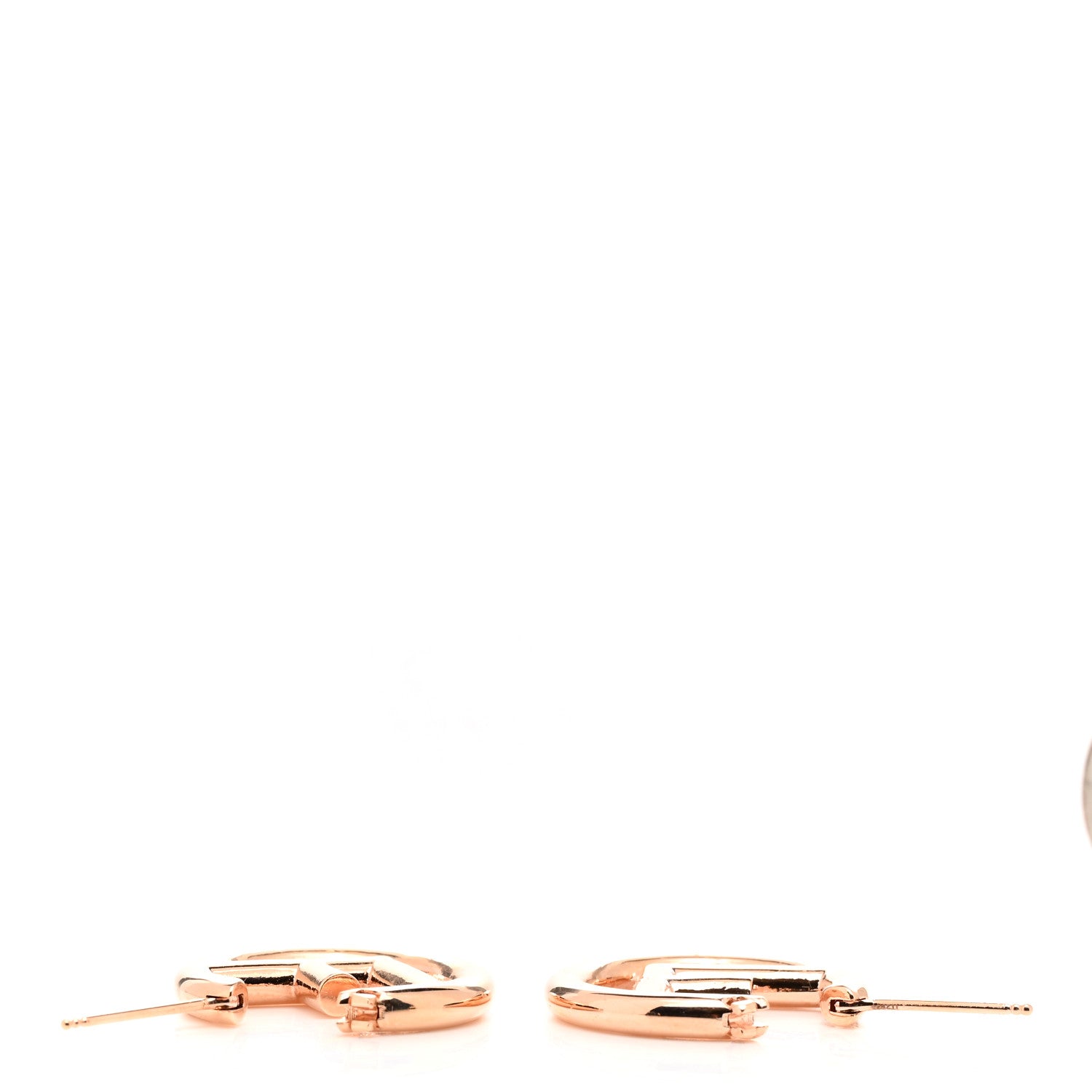 Fendi Metal FF Hoop Earrings Gold 3 of 5