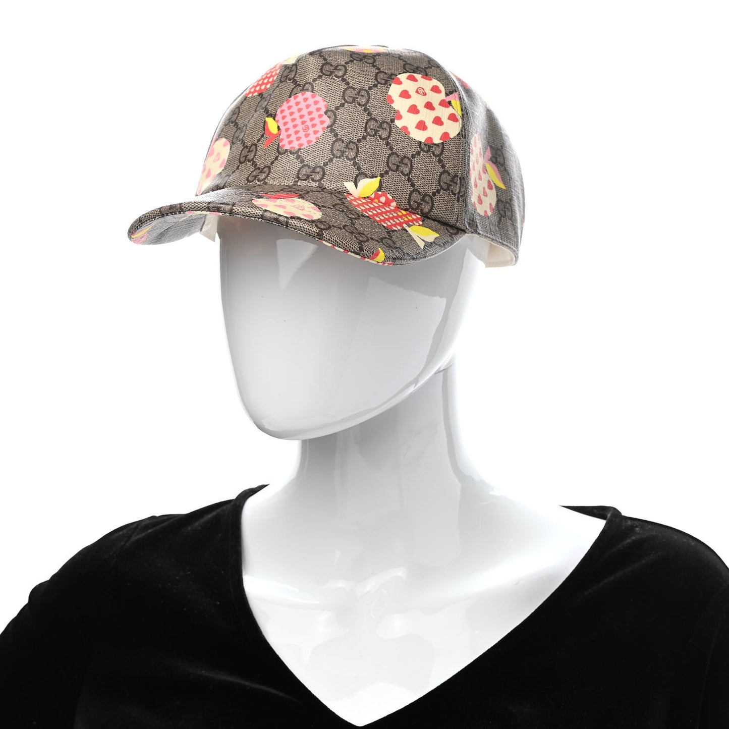 GG Supreme Monogram Les Pommes Baseball Hat L Beige Multicolor