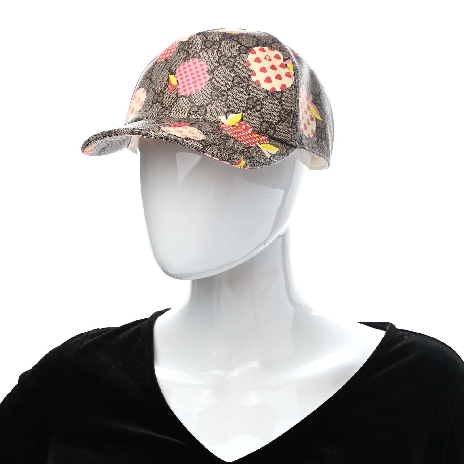 Gucci GG Supreme Monogram Les Pommes Baseball Hat L Beige Multicolor 2 of 10