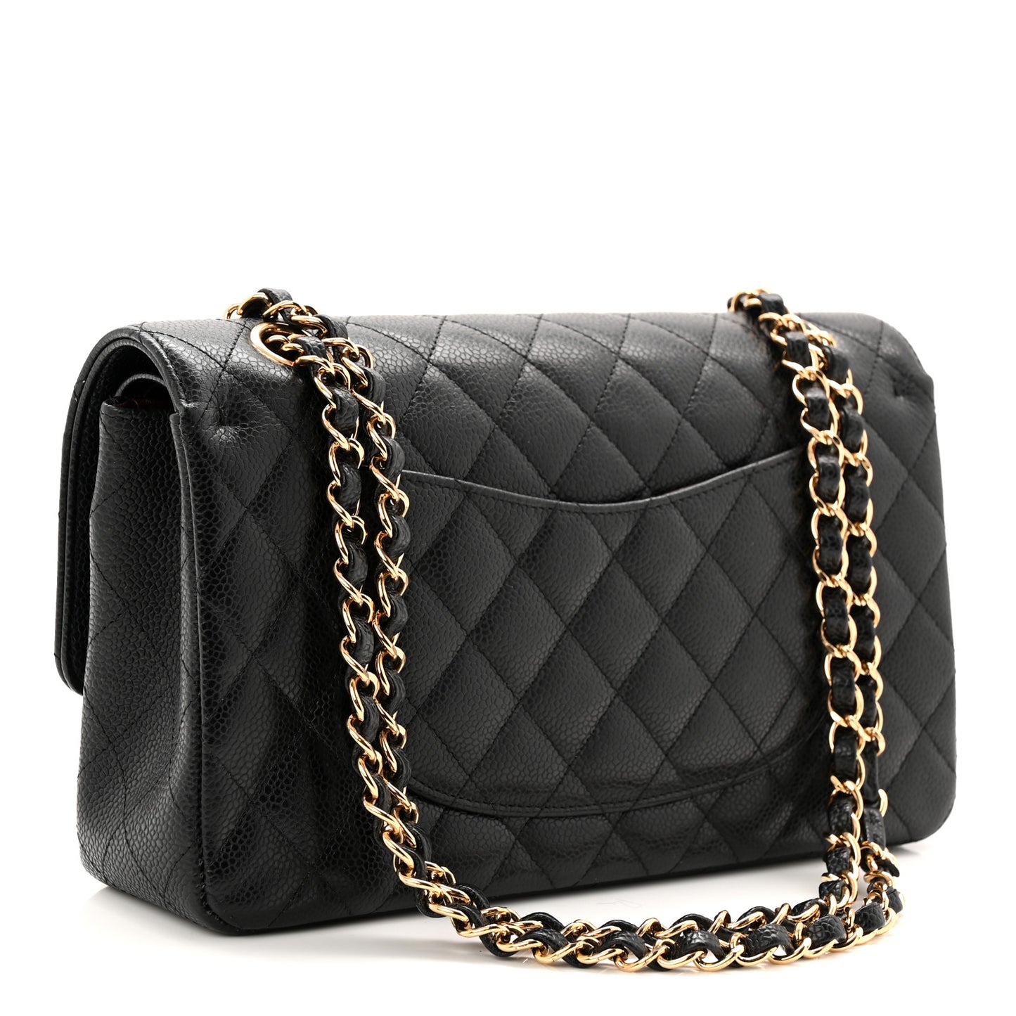 Caviar Quilted Medium Double Flap Black