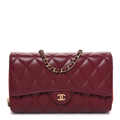 Chanel Lambskin Quilted Phone Holder Wallet on Removable Chain Burgundy 1 of 14