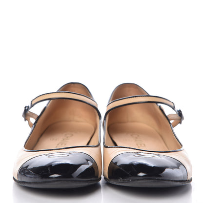 Chanel Lambskin Cap Toe Flats 38 Beige Black 2 of 11