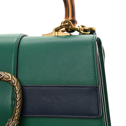 Gucci Moon Calfskin Web Medium Dionysus Bamboo Top Handle Bag Emerald Blue Hibiscus Red 16 of 19