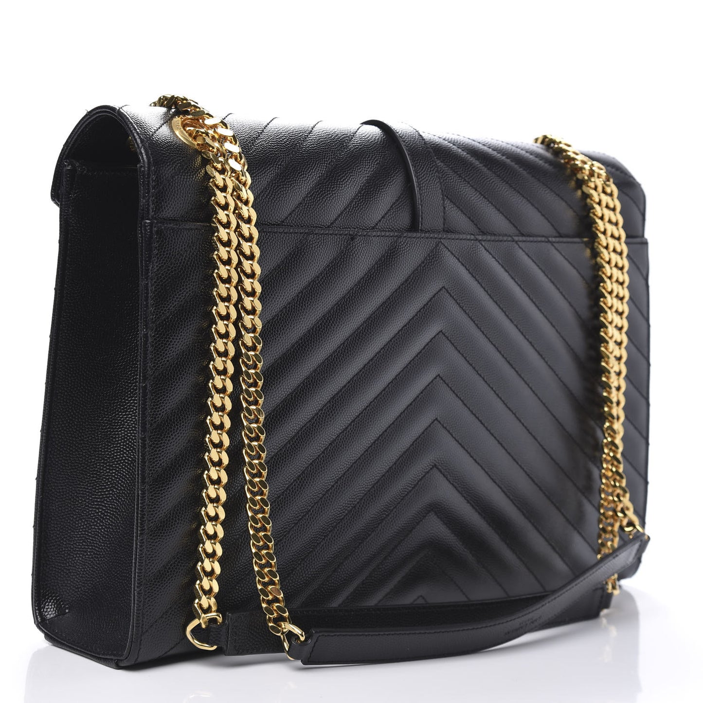 Grain De Poudre Matelasse Chevron Large Monogram Satchel Black