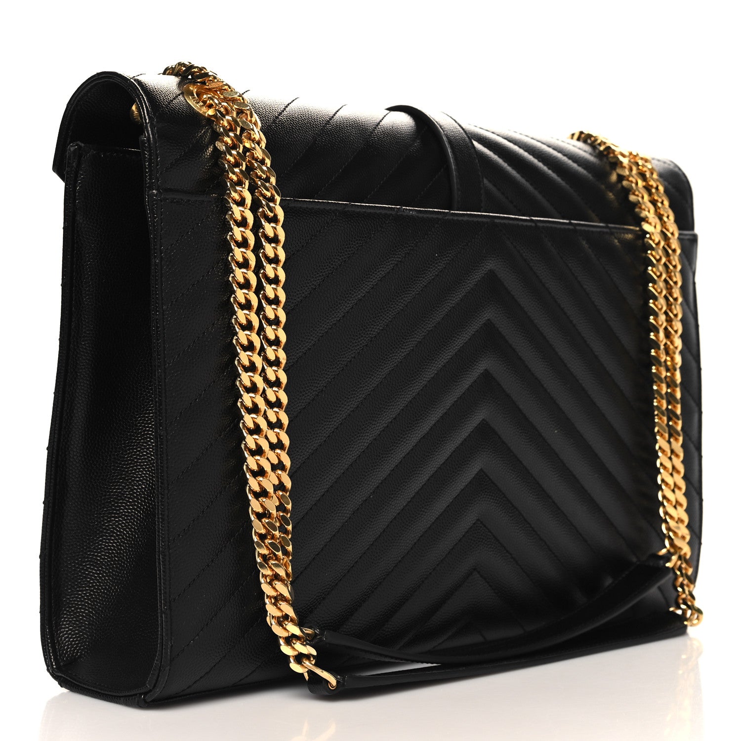Saint Laurent Grain De Poudre Matelasse Chevron Large Monogram Satchel Black 3 of 9