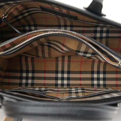 Burberry Grainy Calfskin Vintage Check Medium Banner Tote Black 6 of 16