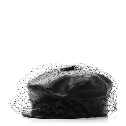 Christian Dior Lambskin Arty Cap with Veil 58 Black 3 of 10