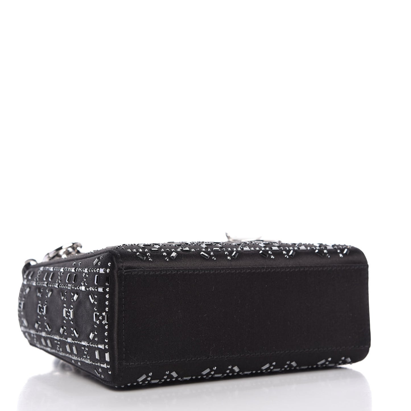 Satin Crystal Cannage Mini Lady Dior Black