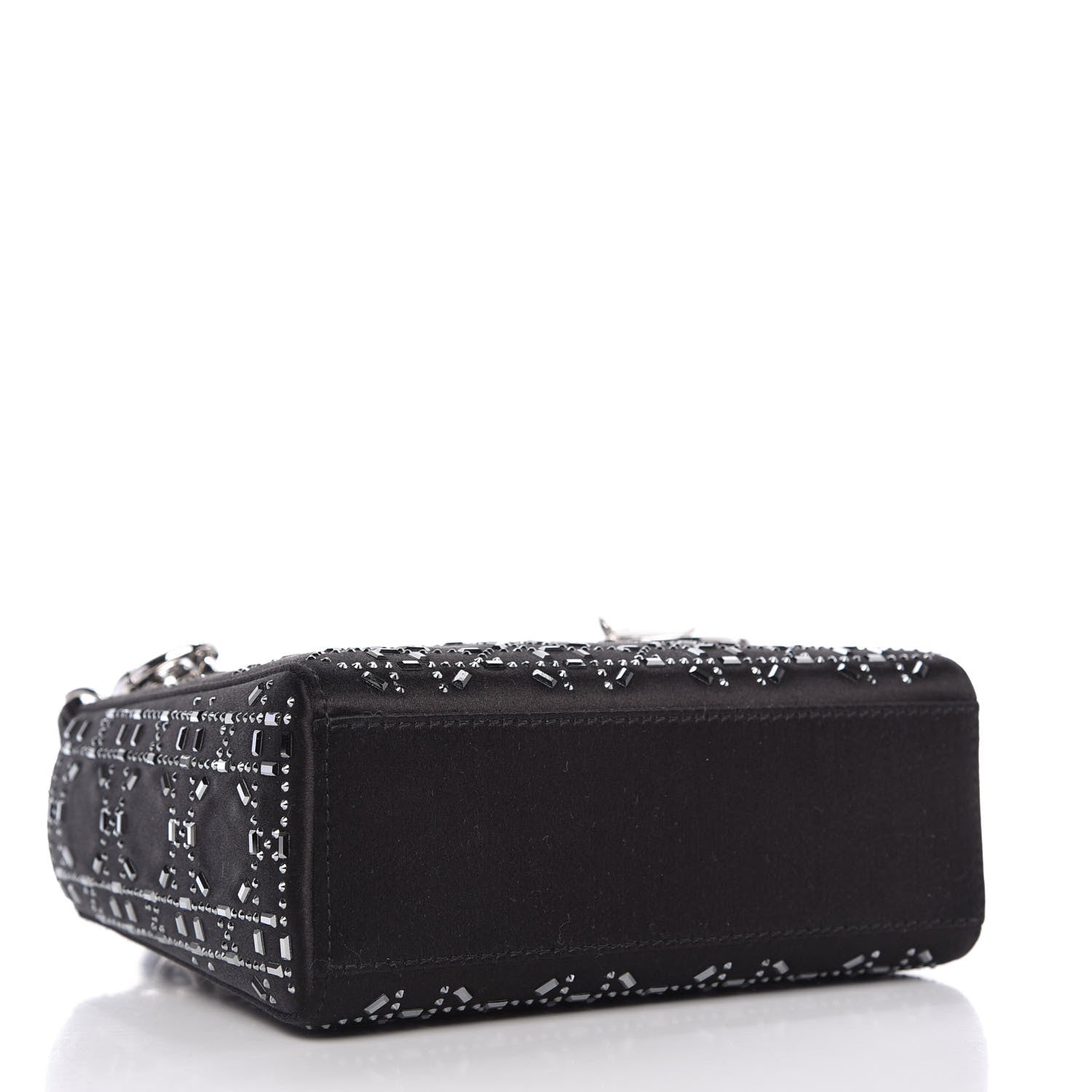 Christian Dior Satin Crystal Cannage Mini Lady Dior Black 4 of 10