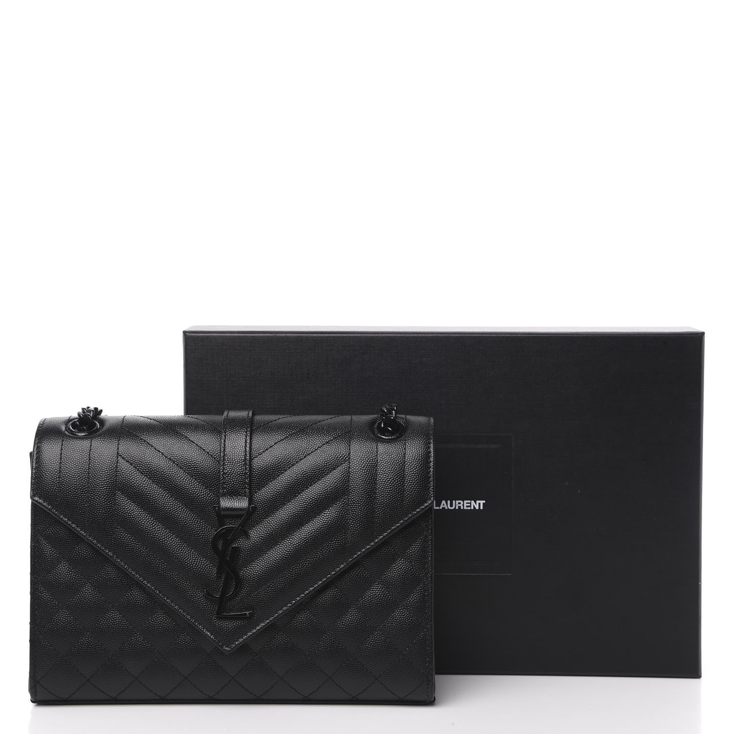 Saint Laurent Grain De Poudre Textured Mixed Matelasse Triquilt Medium Monogram Satchel Black 11 of 11