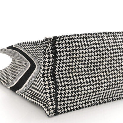 Christian Dior Canvas Houndstooth Embroidered Large Book Tote Black White 9 of 12