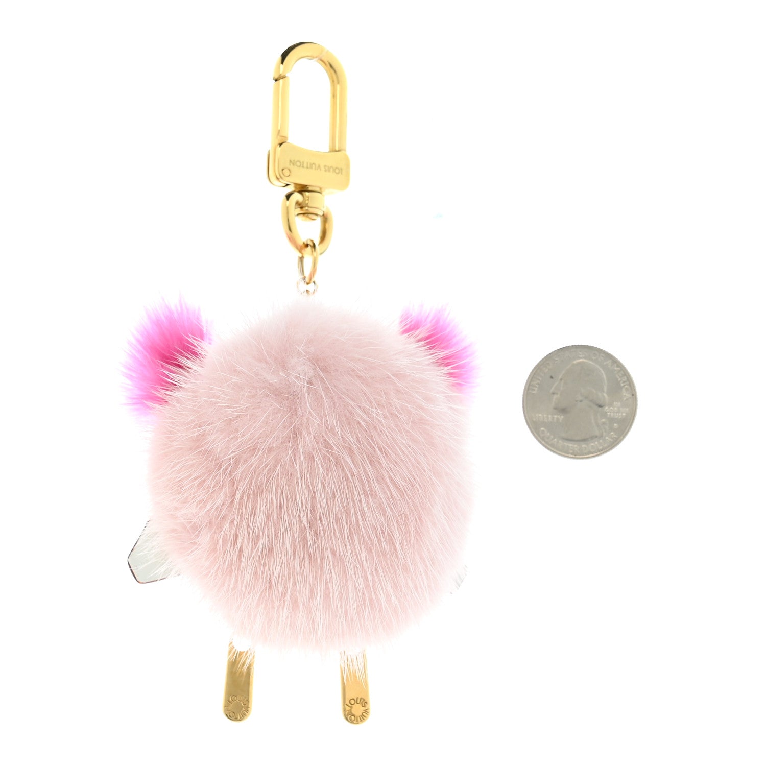 Louis Vuitton Calfskin Mink Fur Wild Puppet Bag Charm Key Holder Rose 2 of 6