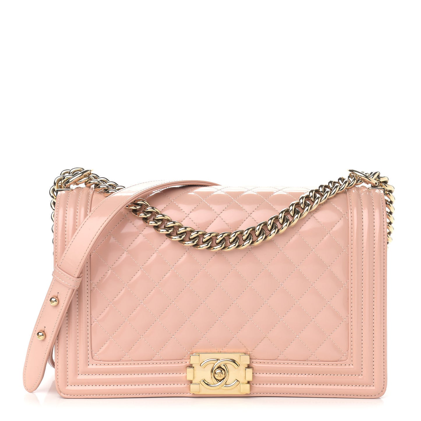 Patent Quilted New Medium Boy Flap Light Pink