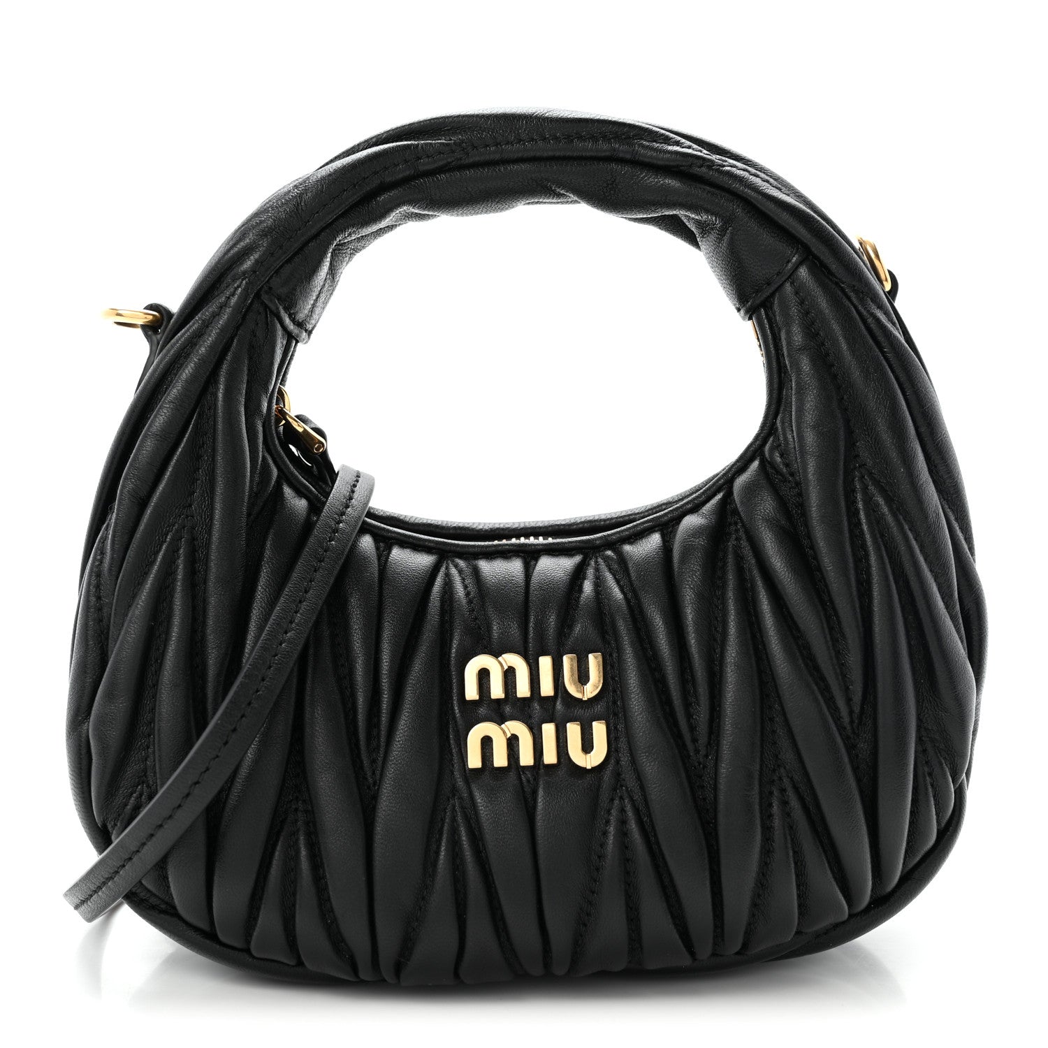 Miu Miu Nappa Matelasse Mini Wander Hobo Black 1 of 9