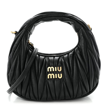 Miu Miu Nappa Matelasse Mini Wander Hobo Black 1 of 9