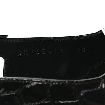 Saint Laurent Calfskin Crocodile Embossed Slingback Graham Pumps 38 Black 8 of 9
